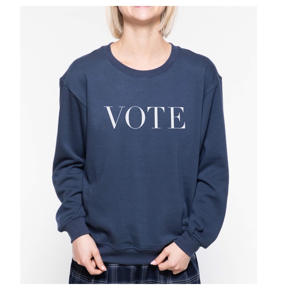 Sub_Urban Riot “Vote” Crew Neck Pullover Willow Sweatshirt In Navy